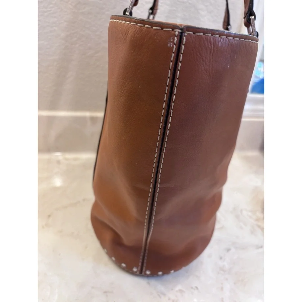 Michael Kors Astor Large Luggage Brown  Leather Studded Tote Bag - Picture 10 of 16